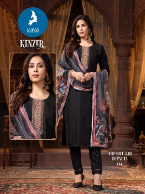 Kenzer by kaya streght cut work fancy digital printed kurti pant and dupatta set collection readymade suit catalogs