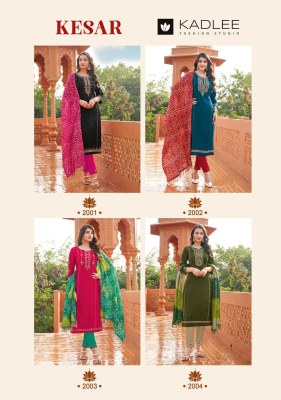 Kesar by Kadlee Thread Work Viscorse Kurti pant with Dupatta collection at affordable rate readymade suit catalogs