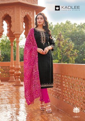 Kesar by Kadlee Thread Work Viscorse Kurti pant with Dupatta collection at affordable rate readymade suit catalogs