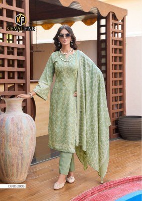 Keval Fab Jazmin Vol 2 Premium Designer Suit  Exclusive Embroidered Self Work Unstitched Cotton Suit Set Collection Wholesale dress material catalogs