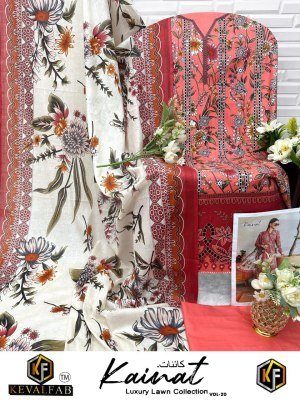 Keval Fab Kainat Vol 20 Expansive Designer Karachi Collection Unstitched Heavy Luxury Lawn Cotton Prints Wholesale dress material catalogs