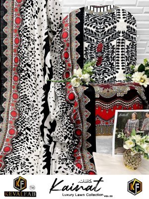 Keval Fab Kainat Vol 20 Expansive Designer Karachi Collection Unstitched Heavy Luxury Lawn Cotton Prints Wholesale dress material catalogs