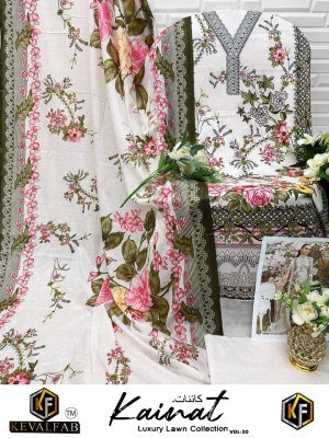 Keval Fab Kainat Vol 20 Expansive Designer Karachi Collection Unstitched Heavy Luxury Lawn Cotton Prints Wholesale dress material catalogs