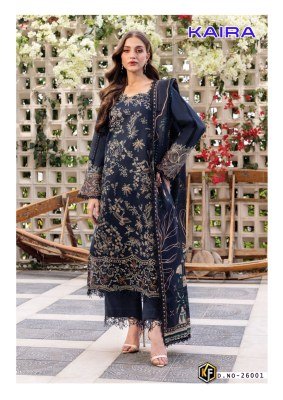 Keval Fab Kaira Vol 26 Unstitched Karachi Collection Heavy Lawn Cotton Designer Prints Top Bottom Dupatta Wholesale dress material catalogs