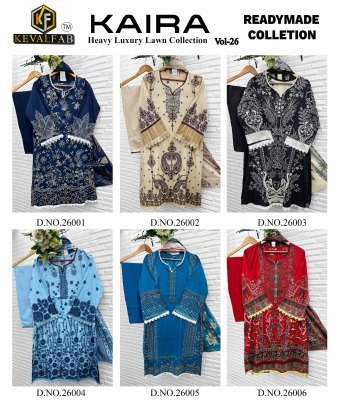 Keval Fab Kaira Vol 26 Womens Ready Made Karachi Kurti Set with Printed Lawn Cotton Pant And Dupatta Wholesale kurtis catalogs