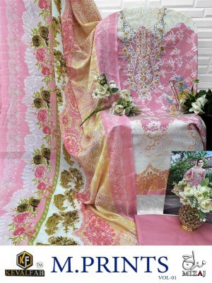 Keval Fab Mizaj M Prints Vol 1 Premium Soft Cotton Embroidered Dress Material Wholesale dress material catalogs