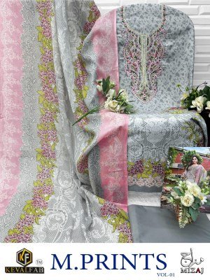 Keval Fab Mizaj M Prints Vol 1 Premium Soft Cotton Embroidered Dress Material Wholesale dress material catalogs