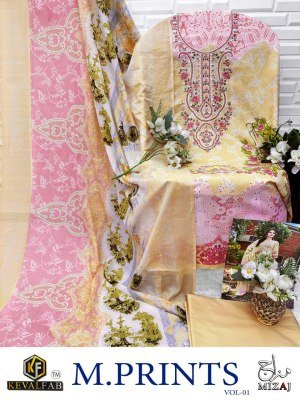 Keval Fab Mizaj M Prints Vol 1 Premium Soft Cotton Embroidered Dress Material Wholesale dress material catalogs