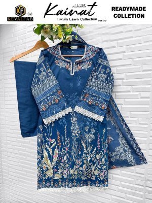 Keval Kainat Vol 20 Karachi Collection  Pure Lawn Cotton Printed Kurti  Pant And Dupatta Set Wholesale kurtis catalogs