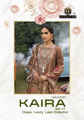 Keval fab present kaira vol 17 heavy lawn cotton dress material catalogue at wholesale price Keval fab