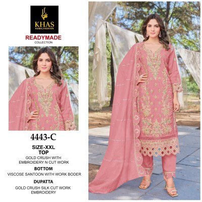 Khas Gold Crush 4443A 4443B 4443C Exclusive Designer Ensemble Kurti  Pants And Dupatta Wholesale kurtis catalogs