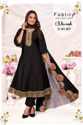 Khawaish by Fablily pure silk embroidered fancy Anarkali suit collection fancy Anarkali suit catalogs