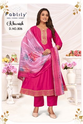 Khawaish by Fablily pure silk embroidered fancy Anarkali suit collection fancy Anarkali suit catalogs