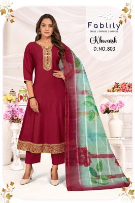 Khawaish by Fablily pure silk embroidered fancy Anarkali suit collection fancy Anarkali suit catalogs