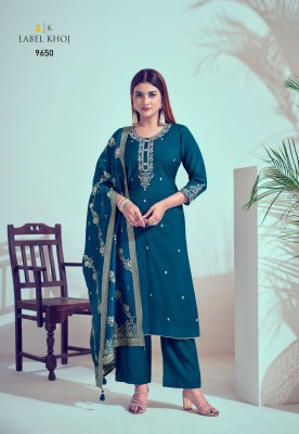 Khazana Suit by Label khoj roman silk with mirror embroidered designer suit catalogue readymade suit catalogs
