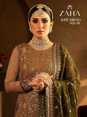 Khusboo Vol 9 By Zaha Georgette With Heavy Embroidered Pakistani Suit Catalogue At Low Rate wholesale catalogs