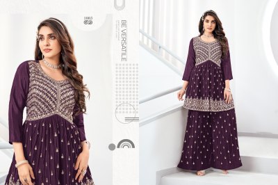 Khushi fashion by Flora chinon silk designer kurti with sharara suit catalogue at low rate fancy sharara suit Catalogs