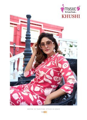 Khushi vol 1 by Mystic 9 Premium Quality printed trendy cotton top with bottom collection in low rate kurtis catalogs