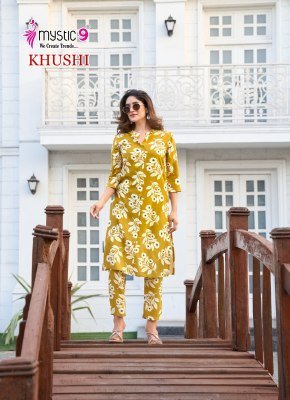 Khushi vol 1 by Mystic 9 Premium Quality printed trendy cotton top with bottom collection in low rate kurtis catalogs