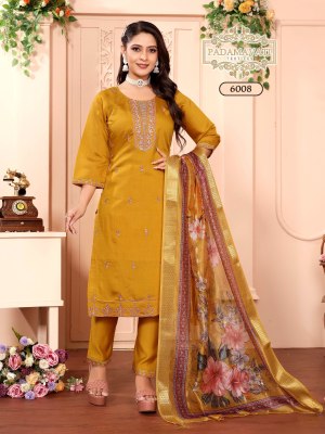 Khushi vol 7 by Padmavati Textiles Roman silk embroidered top bottom and dupatta catalogue at affordable rate readymade suit catalogs