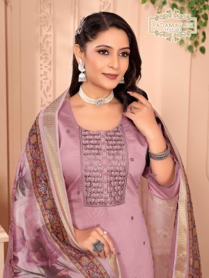 Khushi vol 7 by Padmavati Textiles Roman silk embroidered top bottom and dupatta catalogue at affordable rate readymade suit catalogs