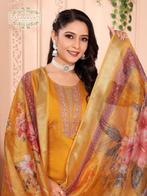 Khushi vol 7 by Padmavati Textiles Roman silk embroidered top bottom and dupatta catalogue at affordable rate readymade suit catalogs