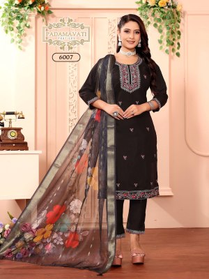 Khushi vol 7 by Padmavati Textiles Roman silk embroidered top bottom and dupatta catalogue at affordable rate readymade suit catalogs