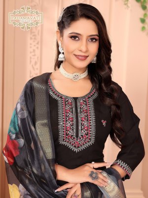 Khushi vol 7 by Padmavati Textiles Roman silk embroidered top bottom and dupatta catalogue at affordable rate readymade suit catalogs