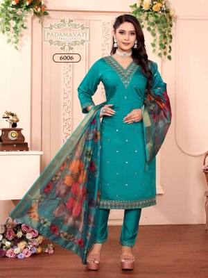 Khushi vol 7 by Padmavati Textiles Roman silk embroidered top bottom and dupatta catalogue at affordable rate readymade suit catalogs