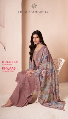 Khwaab by Vinay Exclusive Schiffli embroidered unstitched suit collection with low price wholesale catalogs