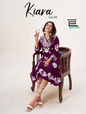 Kiara vol 3 by Blue hills reyon luckhnavi kurti catalogue at wholesale rate Blue hills Kurti 