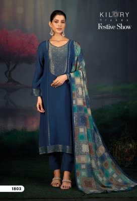 Kilory Trends Festive Show Collection Pure Muslin Jacquard Silk Unstitched Suit with Handwork And Digital Print Dupatta Wholesale wholesale catalogs