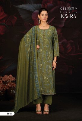 Kilory Trends  Kavira Pure Muslin Silk Unstitched Suit Set with Digital Foil Print, Beads Embroidery And Printed Dupatta Wholesale wholesale catalogs