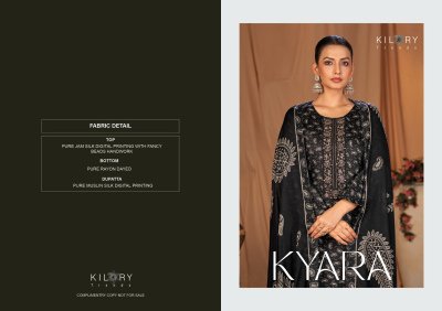 Kilory Trendz Kyara Pure Jam Silk Unstitched Suit with Digital Print And Handwork Pure Rayon Bottom And Muslin Silk Dupatta Wholesale dress material catalogs
