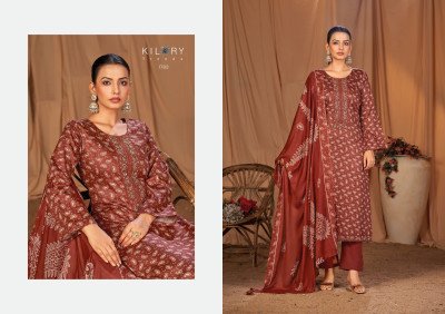Kilory Trendz Kyara Pure Jam Silk Unstitched Suit with Digital Print And Handwork Pure Rayon Bottom And Muslin Silk Dupatta Wholesale dress material catalogs