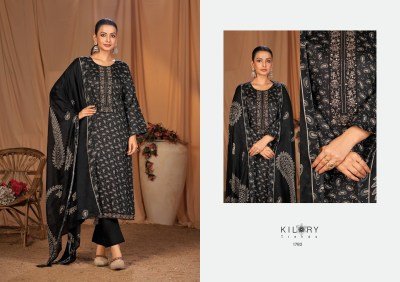 Kilory Trendz Kyara Pure Jam Silk Unstitched Suit with Digital Print And Handwork Pure Rayon Bottom And Muslin Silk Dupatta Wholesale dress material catalogs