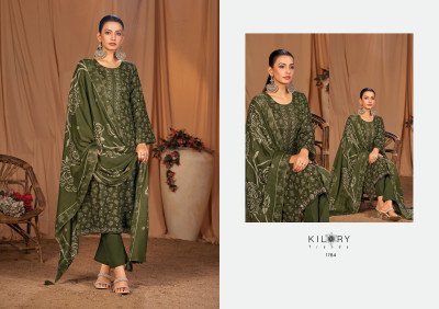 Kilory Trendz Kyara Pure Jam Silk Unstitched Suit with Digital Print And Handwork Pure Rayon Bottom And Muslin Silk Dupatta Wholesale dress material catalogs