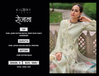 Kilory Trendz by Rozana pure jam cotton with fancy work unstitched salwar kameez catalogue at wholesale price salwar kameez catalogs