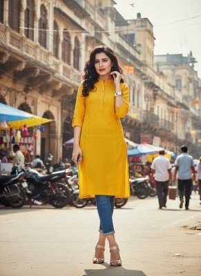 Kinti City Girl Cotton Slub ethnic wear breathable premium cotton fabric comfort Wholesale kurtis catalogs