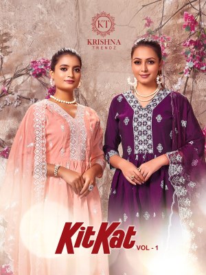 Kitkat vol 1 by Krishna trendz Roman Silk Flair Readymade Anarkali Suit catalogue Krishna Trendz