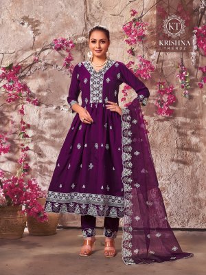 Kitkat vol 1 by Krishna trendz Roman Silk Flair Readymade Anarkali Suit catalogue fancy Anarkali suit catalogs