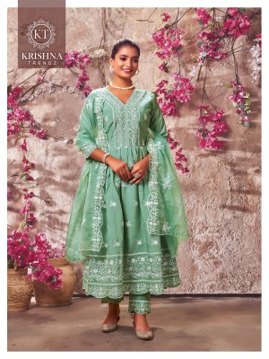 Kitkat vol 1 by Krishna trendz Roman Silk Flair Readymade Anarkali Suit catalogue fancy Anarkali suit catalogs