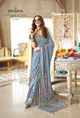 Kreshva Celebration Lux P V  Georgette Burnout Fancy Design Saree with Soft Varnish Finish Wholesale sarees catalogs