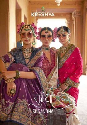 Kreshva Sugandha Super 2007 PV Silk Fabric Luxury HB Print, Glory Finish Saree Wholesale sarees catalogs