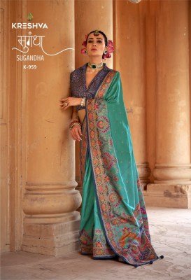 Kreshva Sugandha Super 2007 PV Silk Fabric Luxury HB Print, Glory Finish Saree Wholesale sarees catalogs