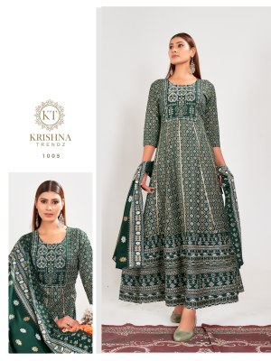 Krishna Trendz by Anamika vol 1 reyon with foil printed flaired kurti catalogue at affordable rate kurtis catalogs