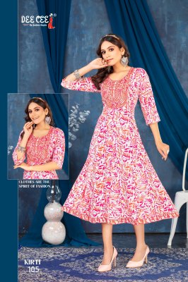 Kriti by Deecee reyon foil printed fancy flared kurti catalogue at affordable rate kurtis catalogs