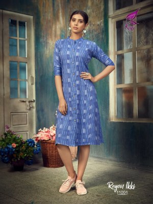 Kunj by ikki vol 11 original reyon ikkat kurti catalog at wholesale price  kurtis catalogs