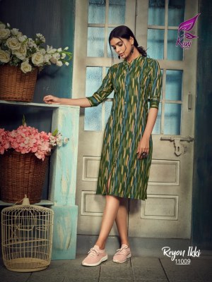 Kunj by ikki vol 11 original reyon ikkat kurti catalog at wholesale price  kurtis catalogs