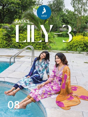 LILY 3 BY kAaya reyon printed straight cut kurti pant and dupatta catalogue Kaya kurti